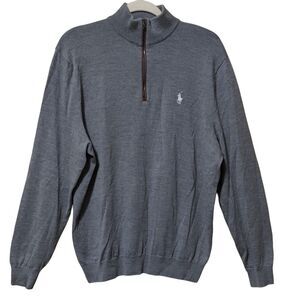 Polo Golf Ralph Lauren Merino wool quarter zip Henley pull over sweater men's L